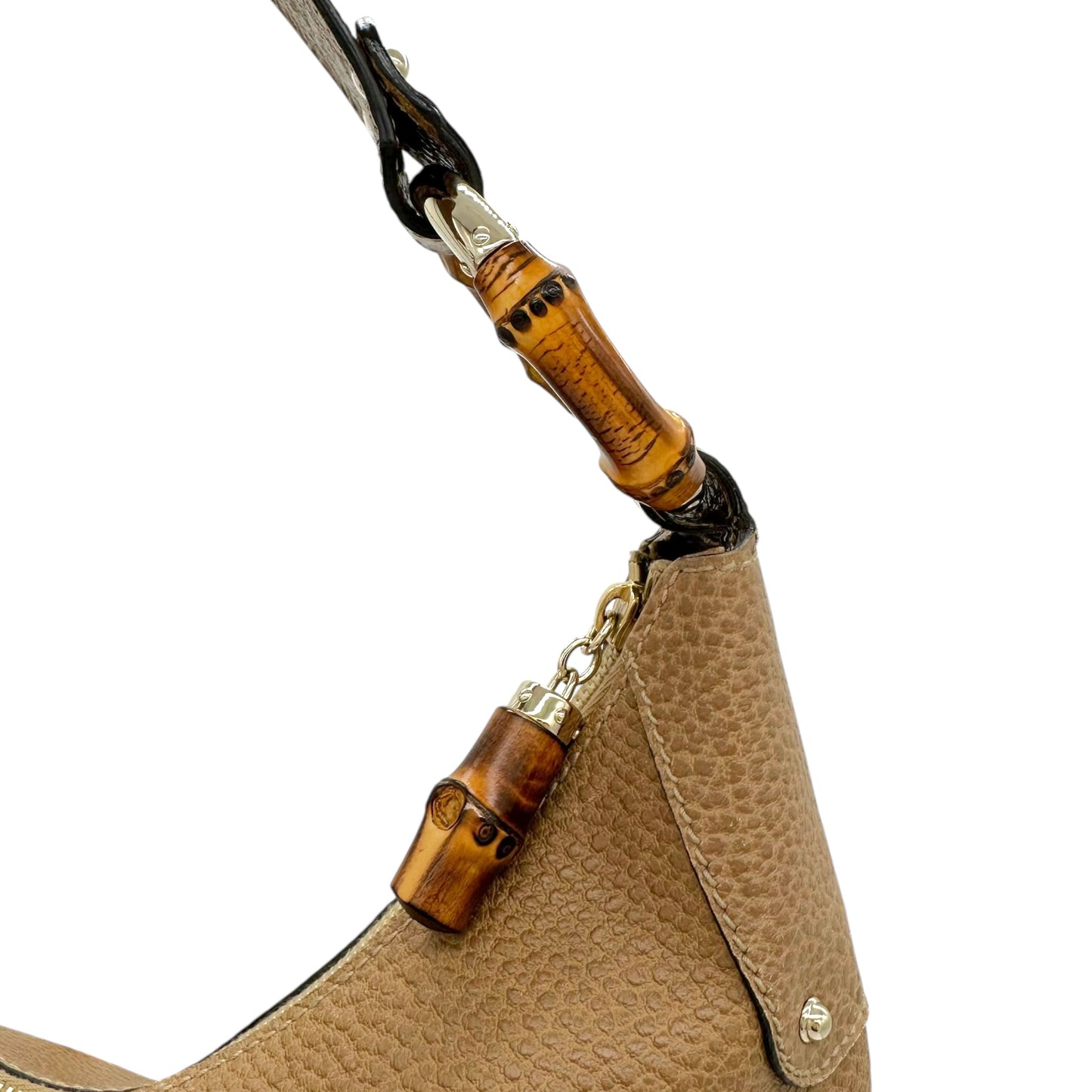 Gucci Tan Leather & Bamboo Crescent Bag - Outfit Repeater