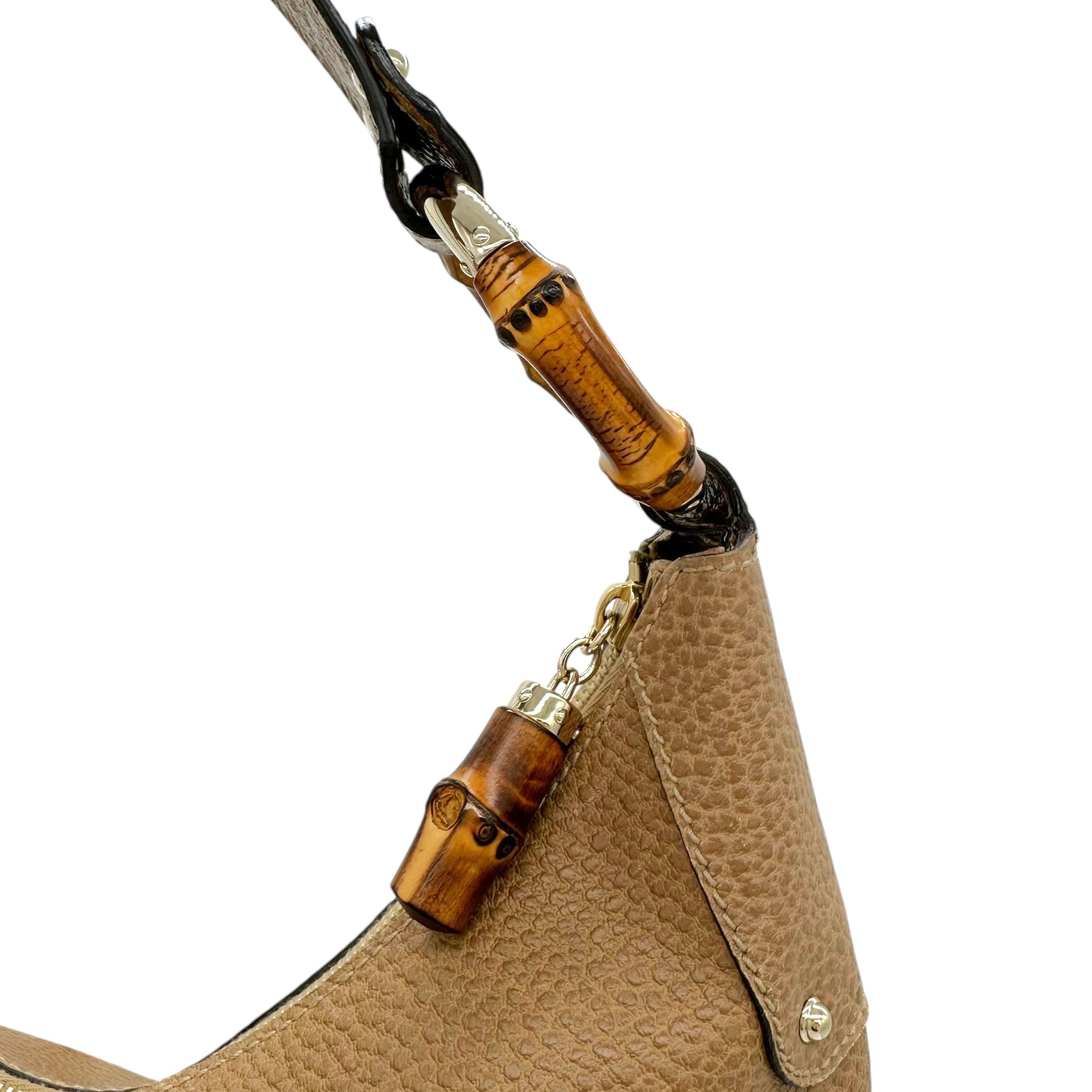Gucci Tan Leather & Bamboo Crescent Bag - Outfit Repeater