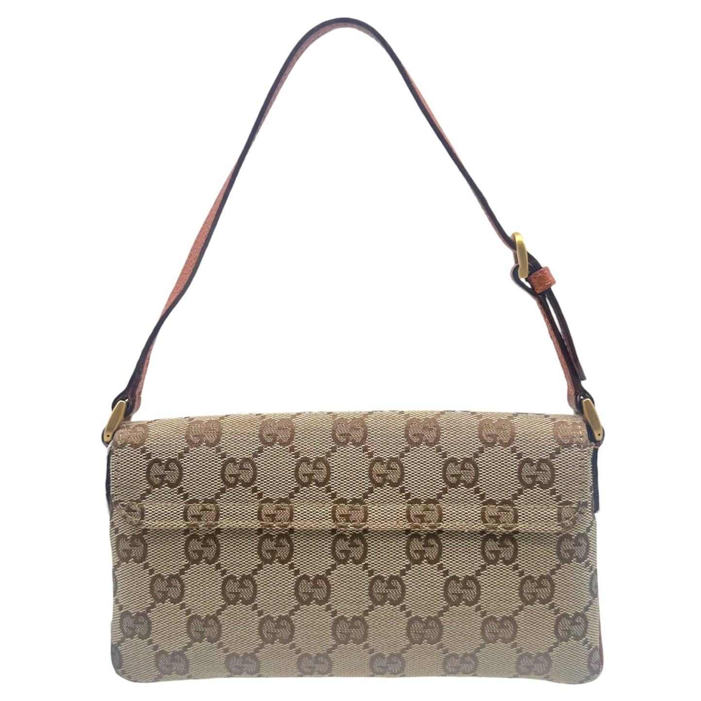 Gucci Tan Monogram & Studded Leather Pochette Bag