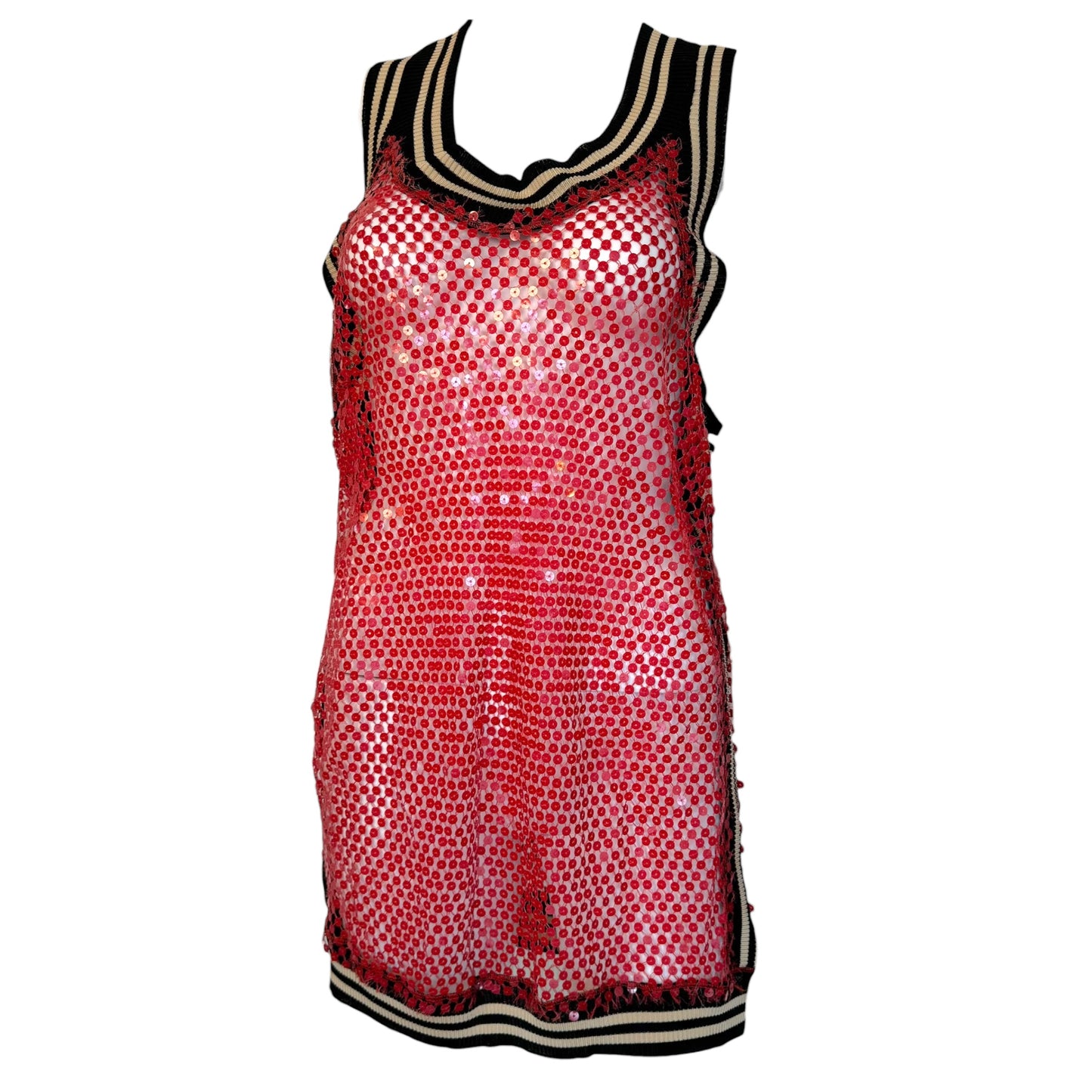 Jean Paul Gaultier Red Sequin 'Jersey' Tank