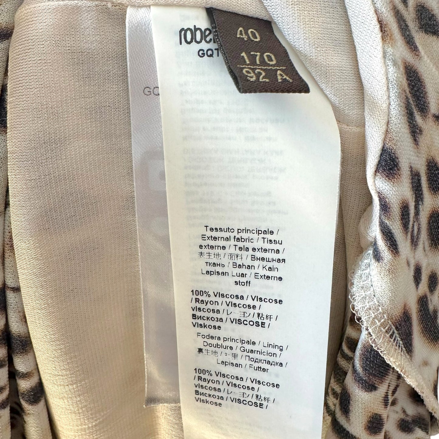 Roberto Cavalli Leopard Print Zippered 3/4 Sleeve Midi Dress