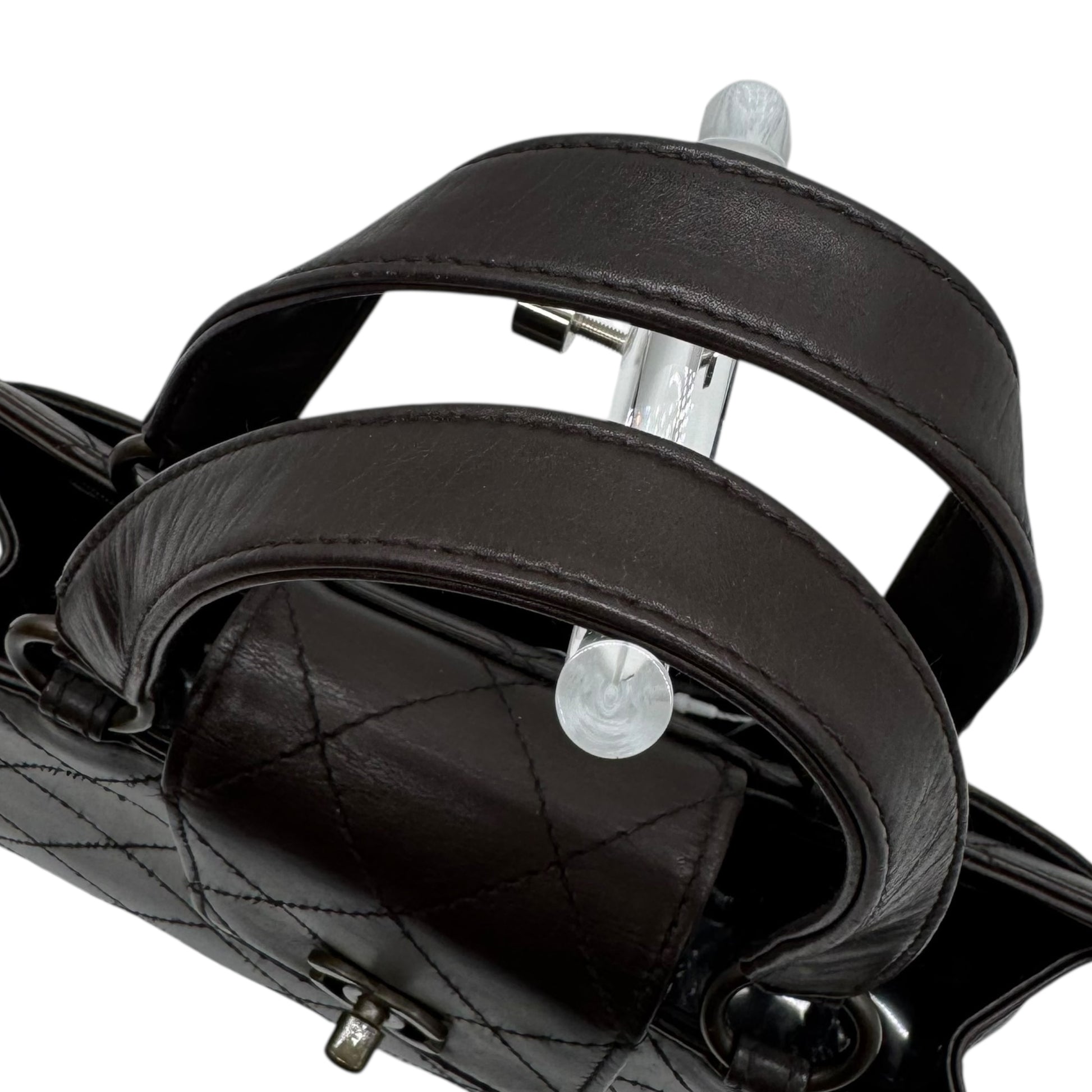 Chanel Chocolate Brown Leather Quilted Top Handle Mini Tote - Outfit Repeater