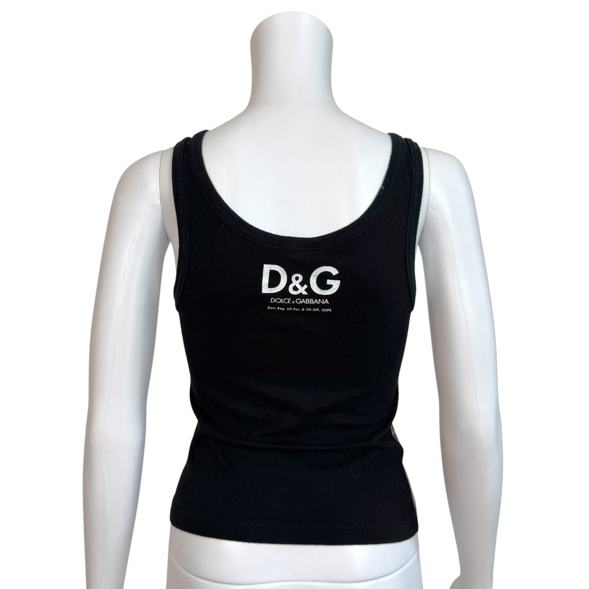 D&G Dolce & Gabbana Black & White Elvis Graphic Tank Top