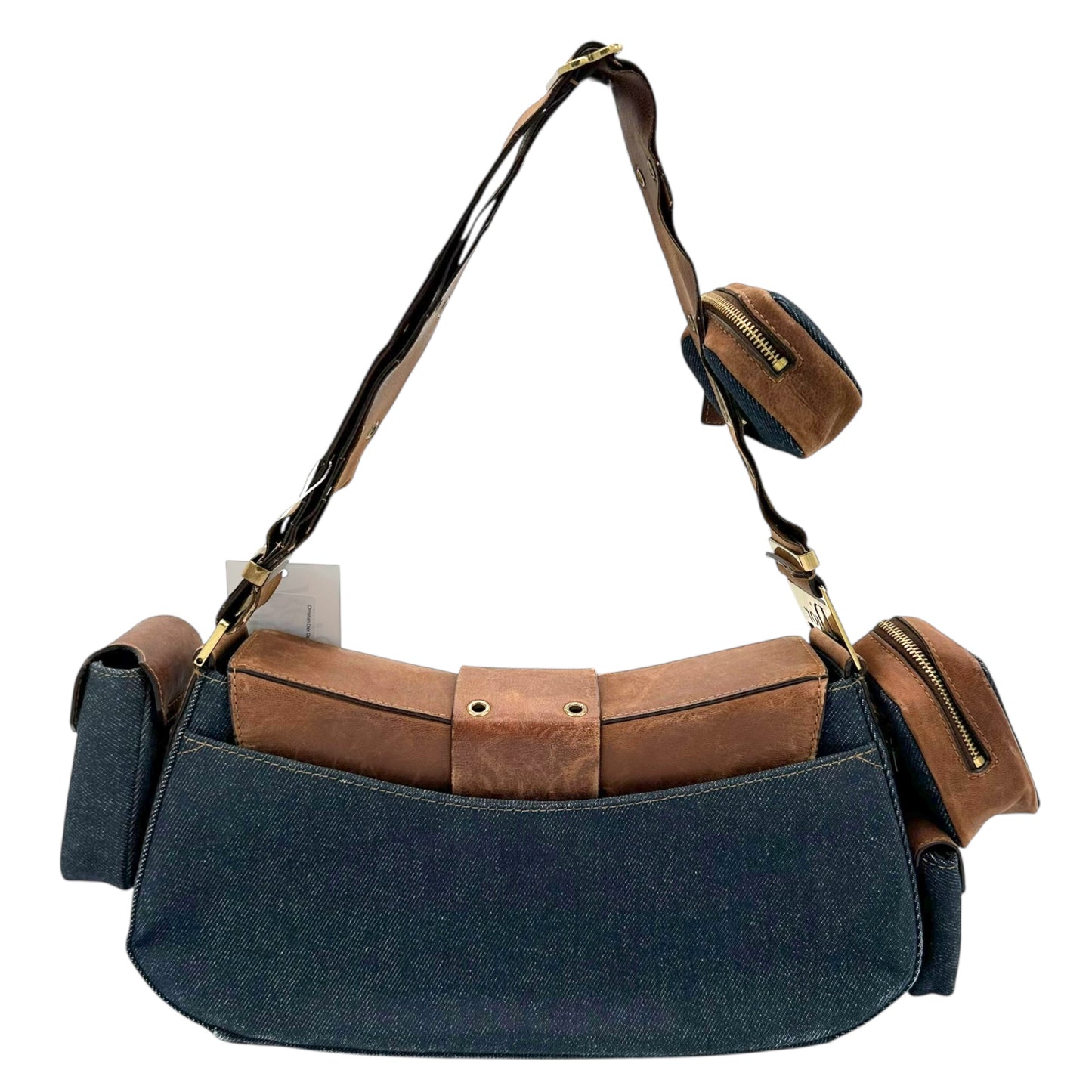 Christian Dior Denim & Brown Leather Columbus Shoulder Bag