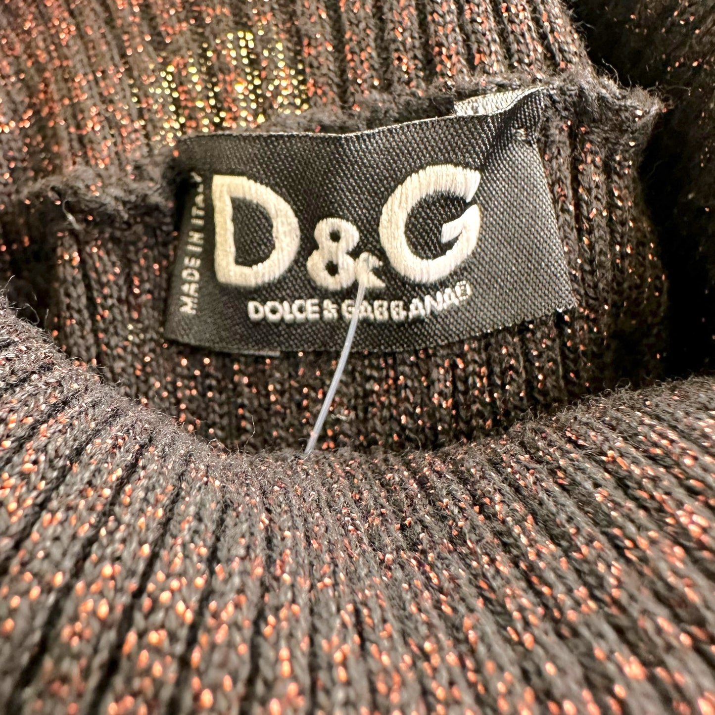 Dolce & Gabbana Black Red Metallic Knit Sleeveless Turtleneck