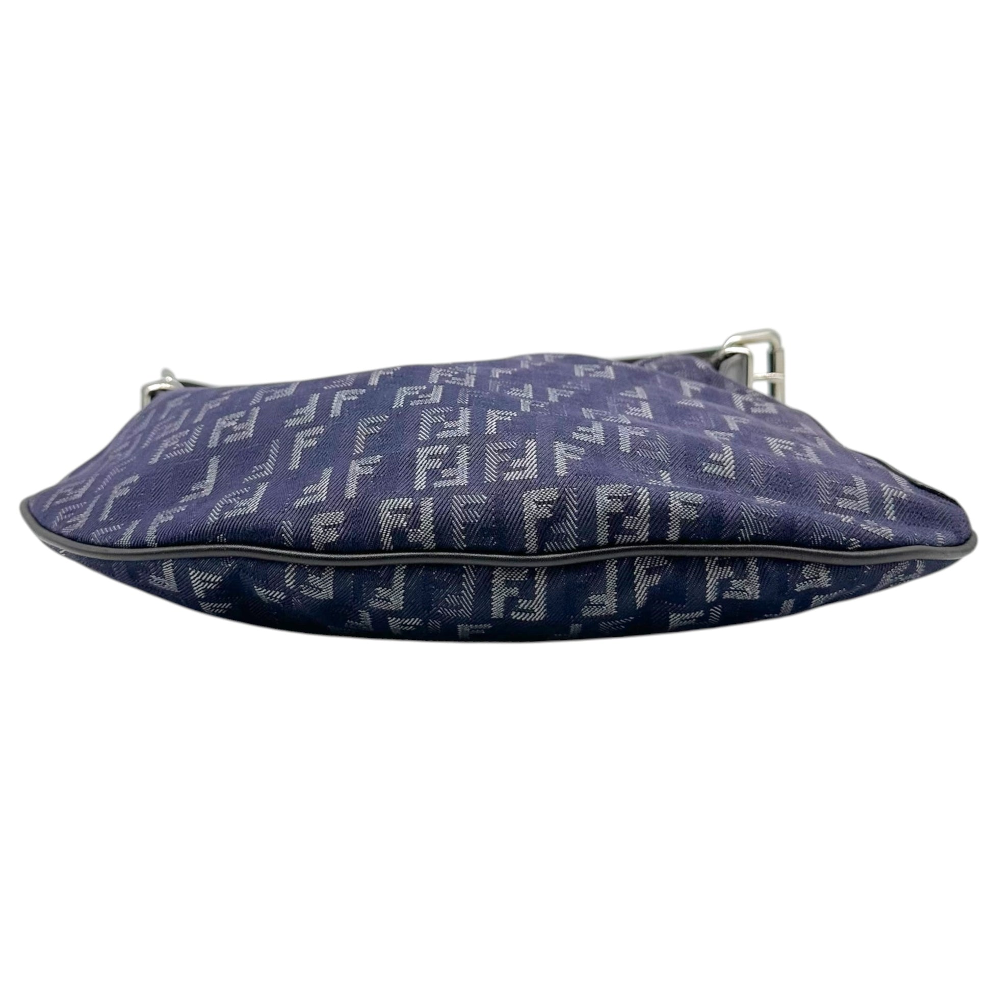 Fendi Medium Oyster Shoulder Bag Indigo Denim Monogram