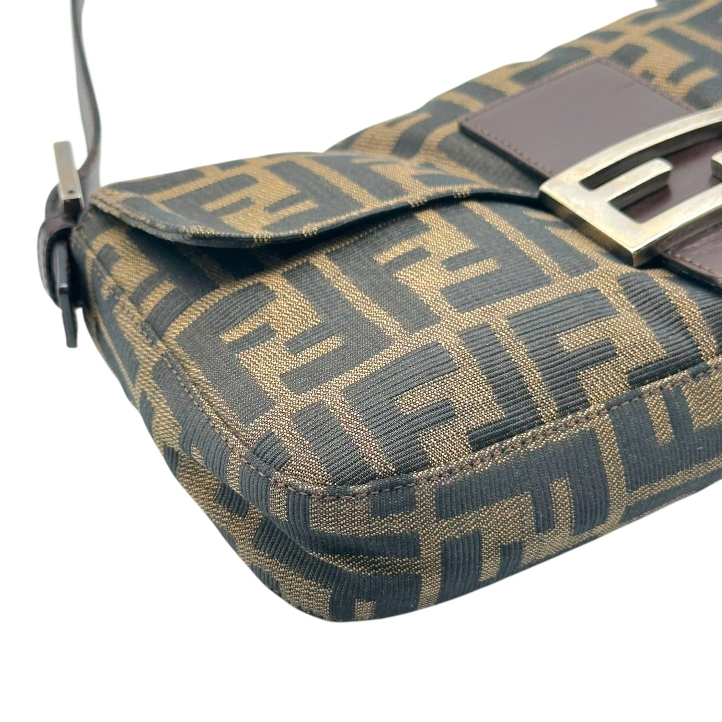 Fendi Brown Classic Zucca Monogram Baguette Bag