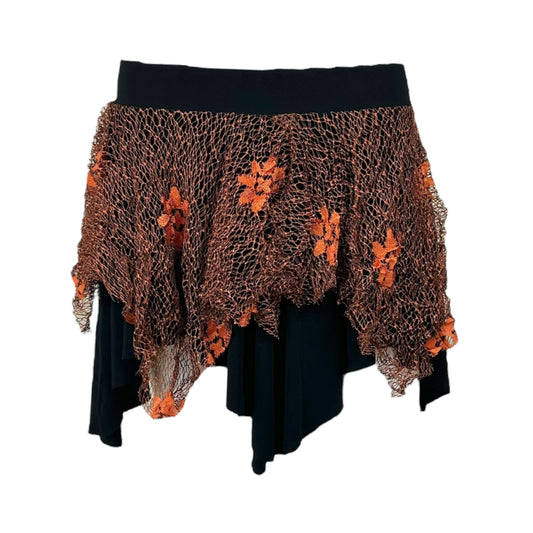 Versace Versus Black & Orange Asymmetrical Lace Mini Skirt - Outfit Repeater