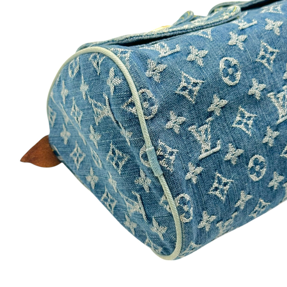 Louis Vuitton Blue Denim Monogram Speedy Handbag