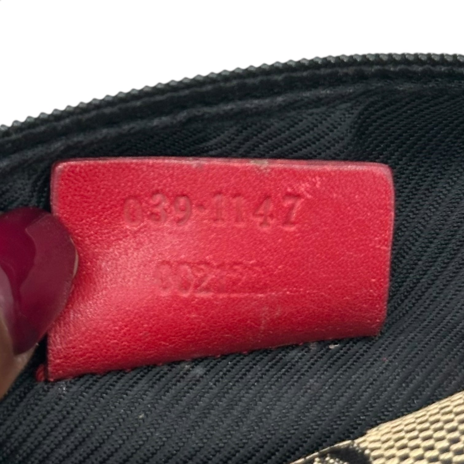 Gucci Gray Monogram & Red Leather Pochette Bag - Outfit Repeater