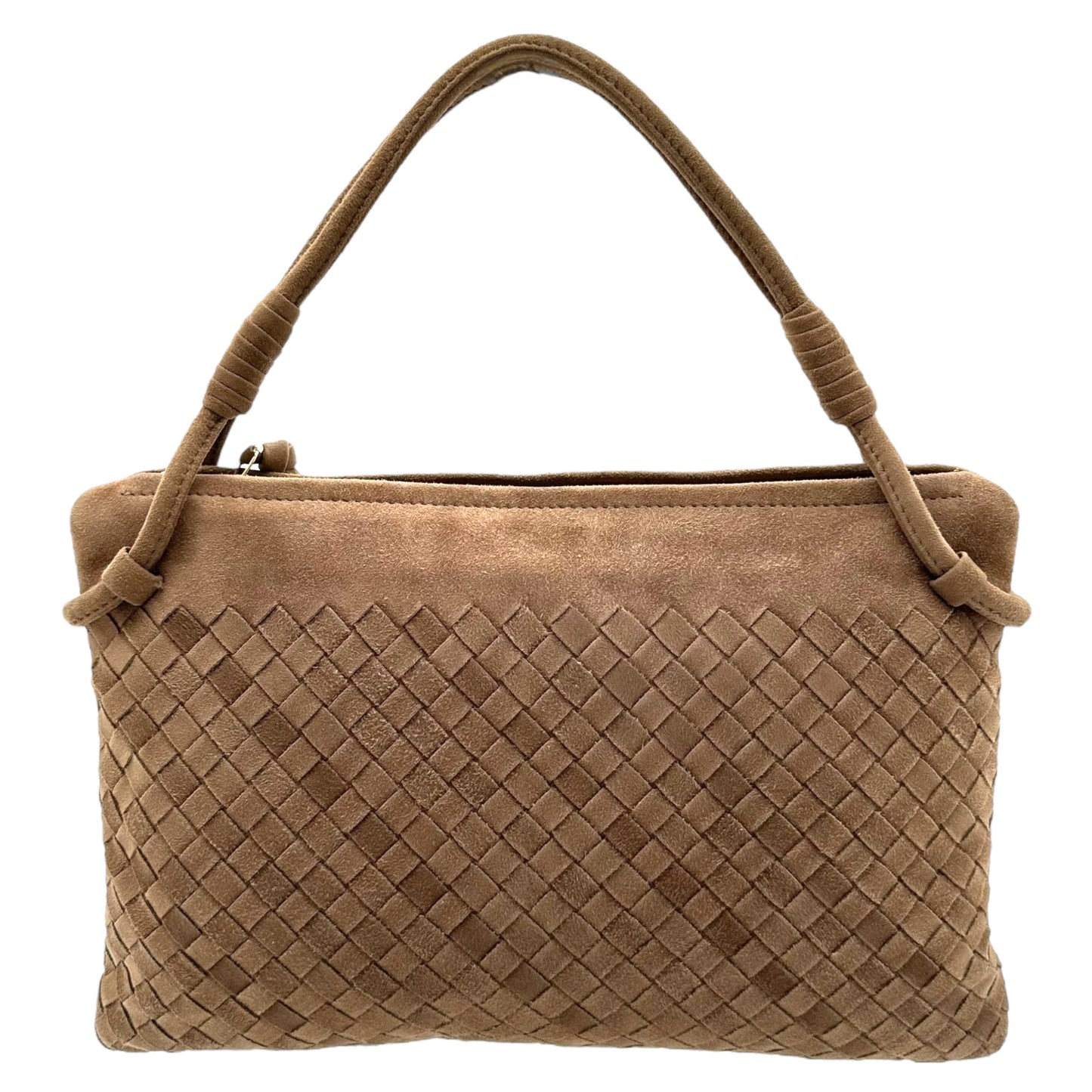 Bottega Veneta Light Brown Suede Intrecciato Pochette Bag