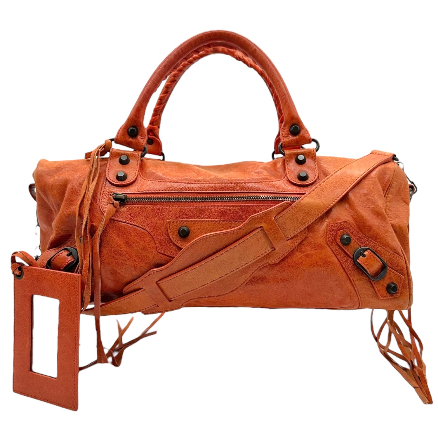 Balenciaga Orange Leather City Twiggy Bag - Outfit Repeater