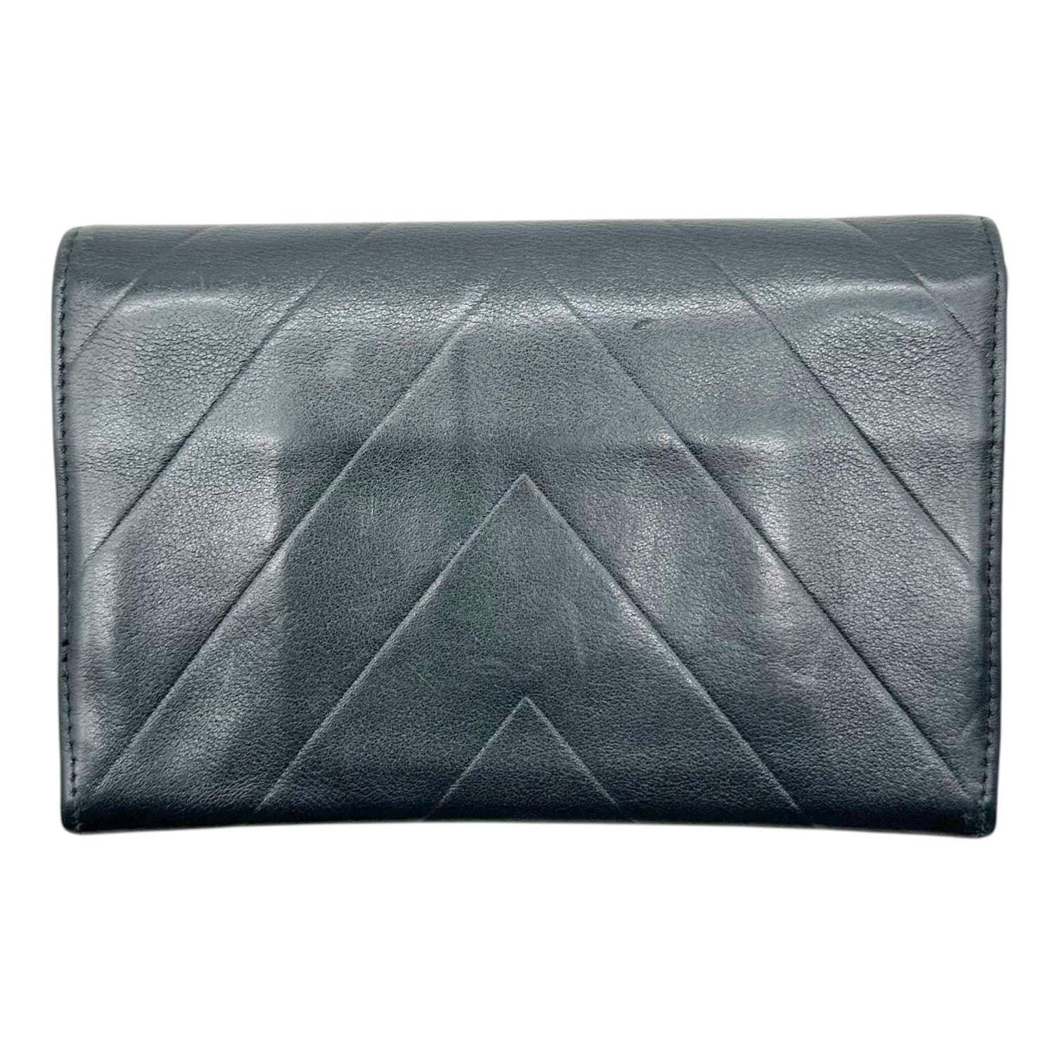 Chanel Black Leather Chevron Wallet