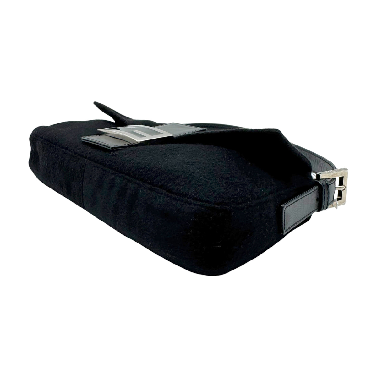Fendi Black Cashmere Knit Baguette Bag