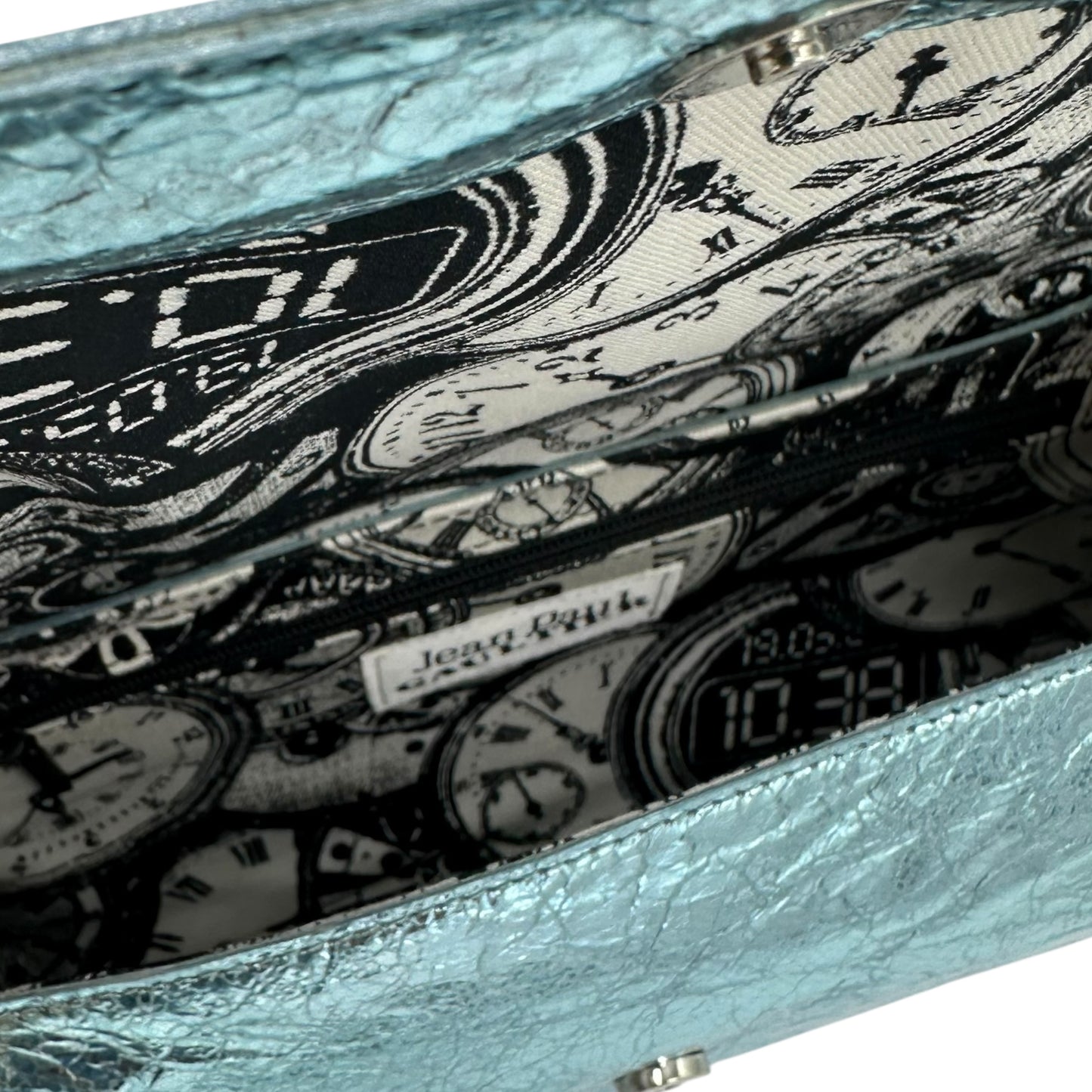 Jean Paul Gaultier Metallic Blue Leather Barrel Bag