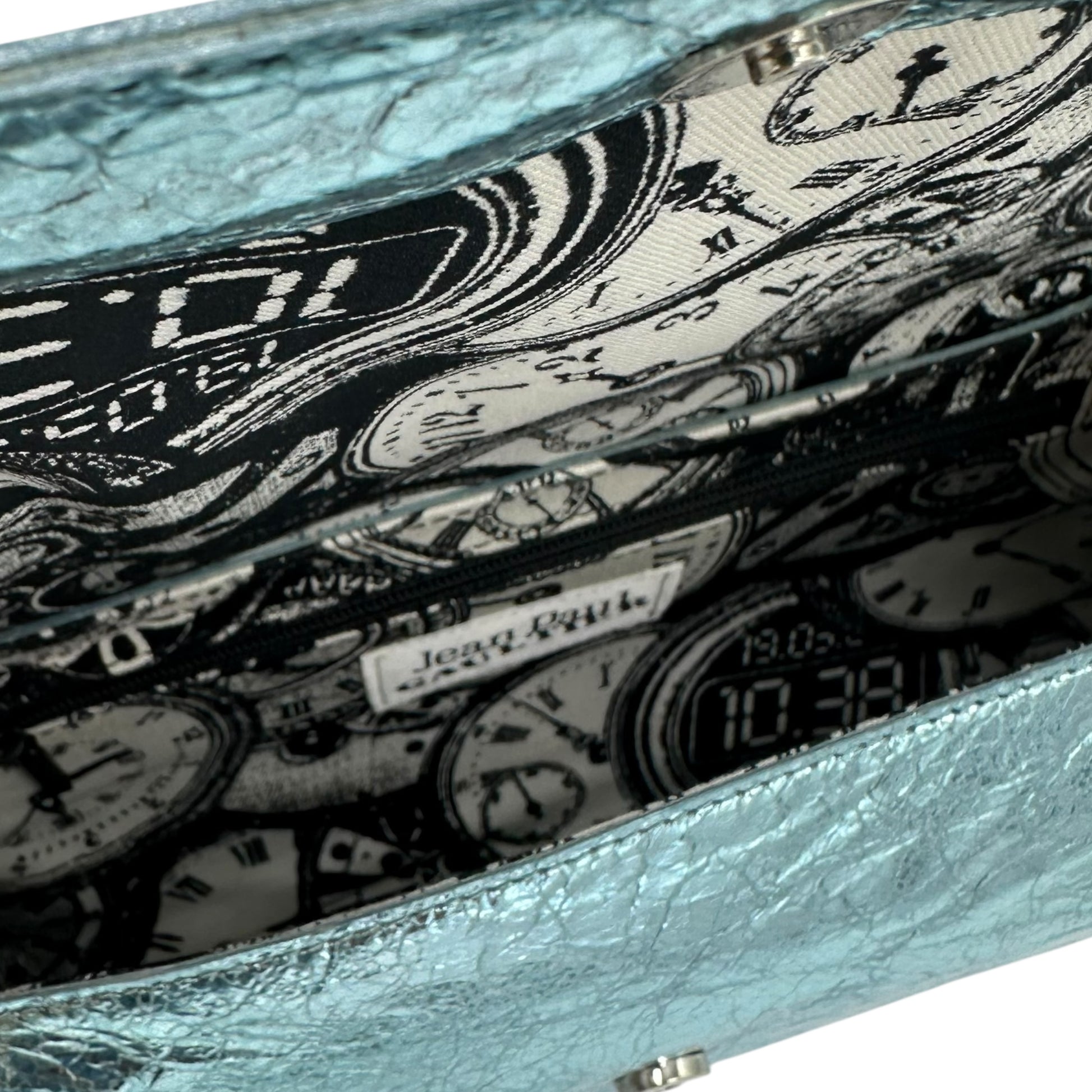 Jean Paul Gaultier Metallic Blue Leather Barrel Bag