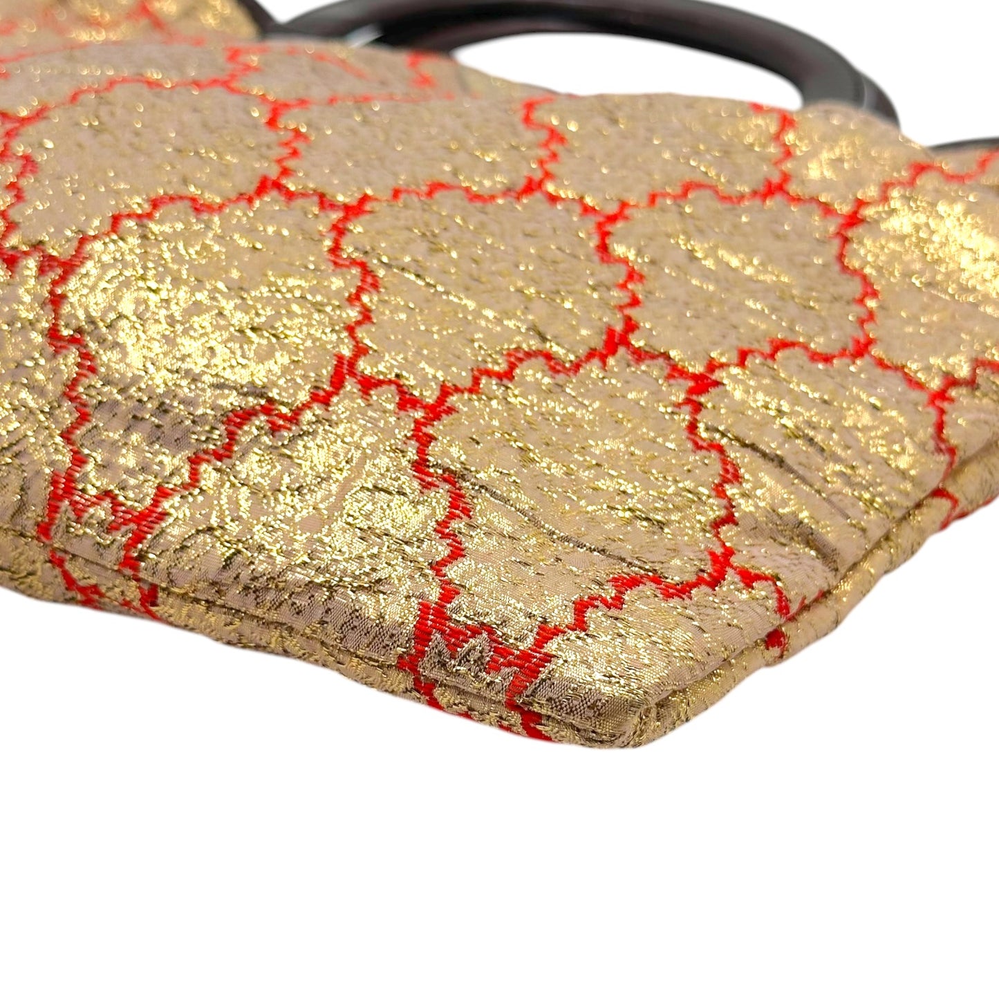 Prada Red & Gold Metallic Damask Handbag