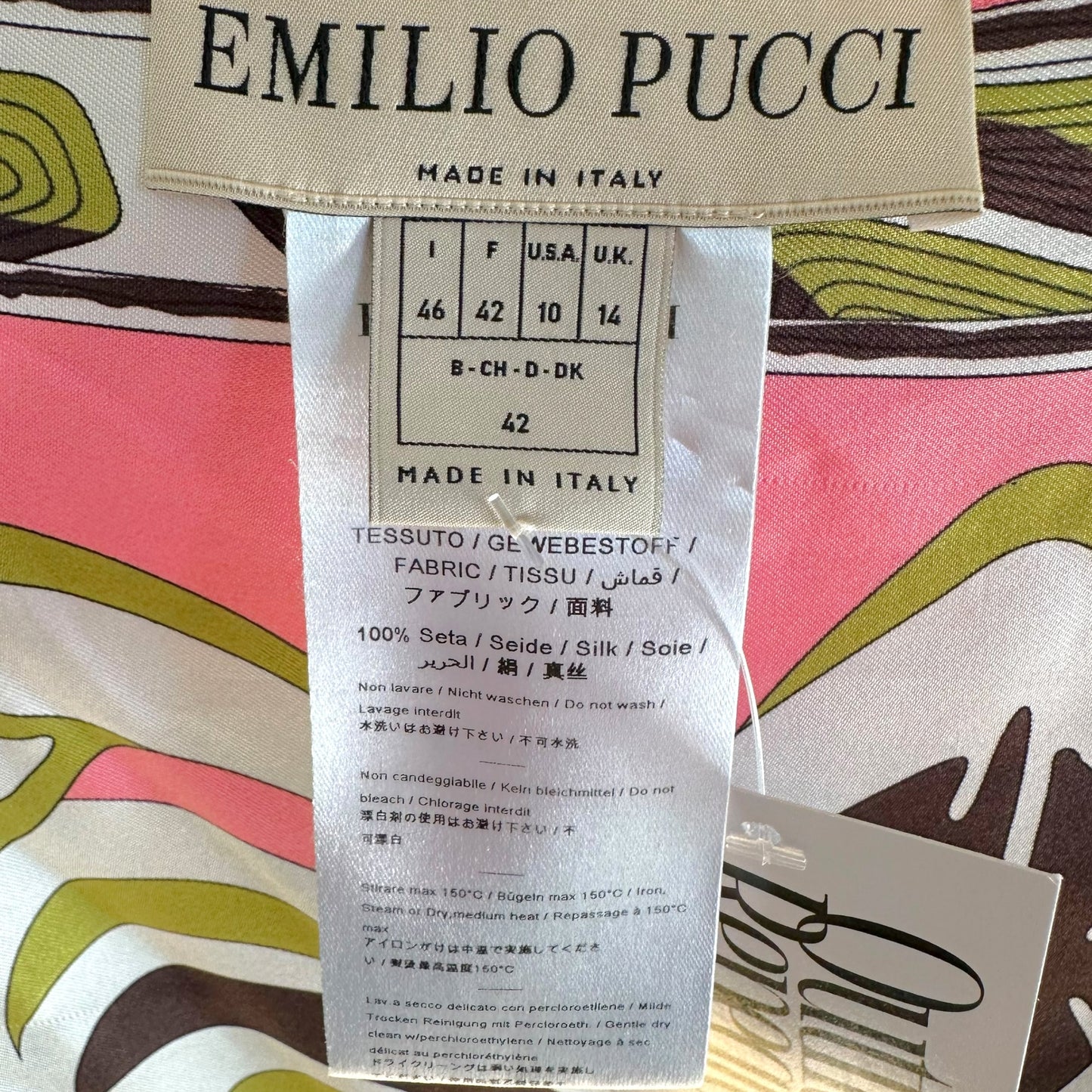 Emilio Pucci Silk Khaftan Dress Coral Green Print