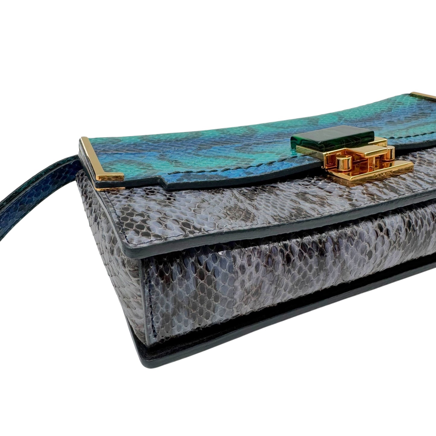 Lanvin Turquoise Blue Python & Stone Clutch Bag