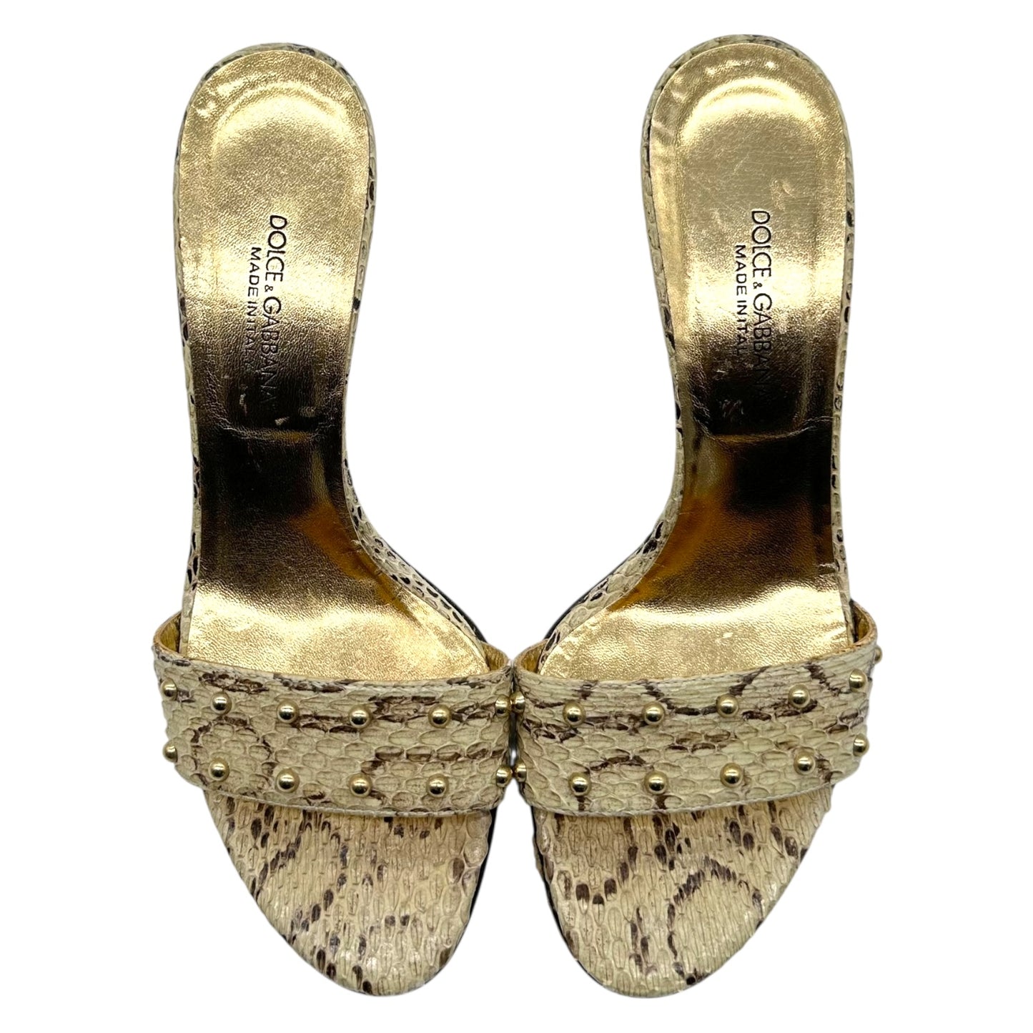 Dolce & Gabbana Studded Snakeskin Mule Heels - Outfit Repeater