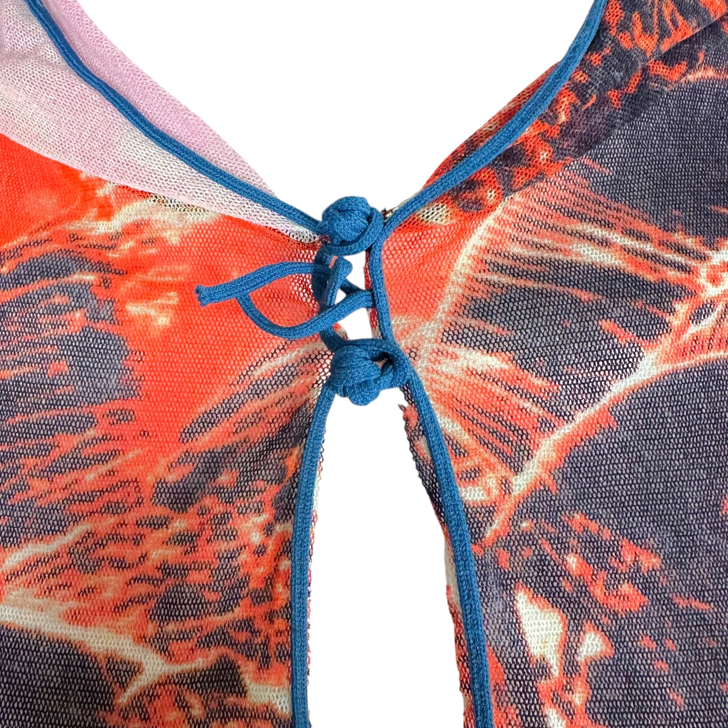 Jean Paul Gaultier 1998 Soleil Palm Tree Print Hooded Mesh Tank