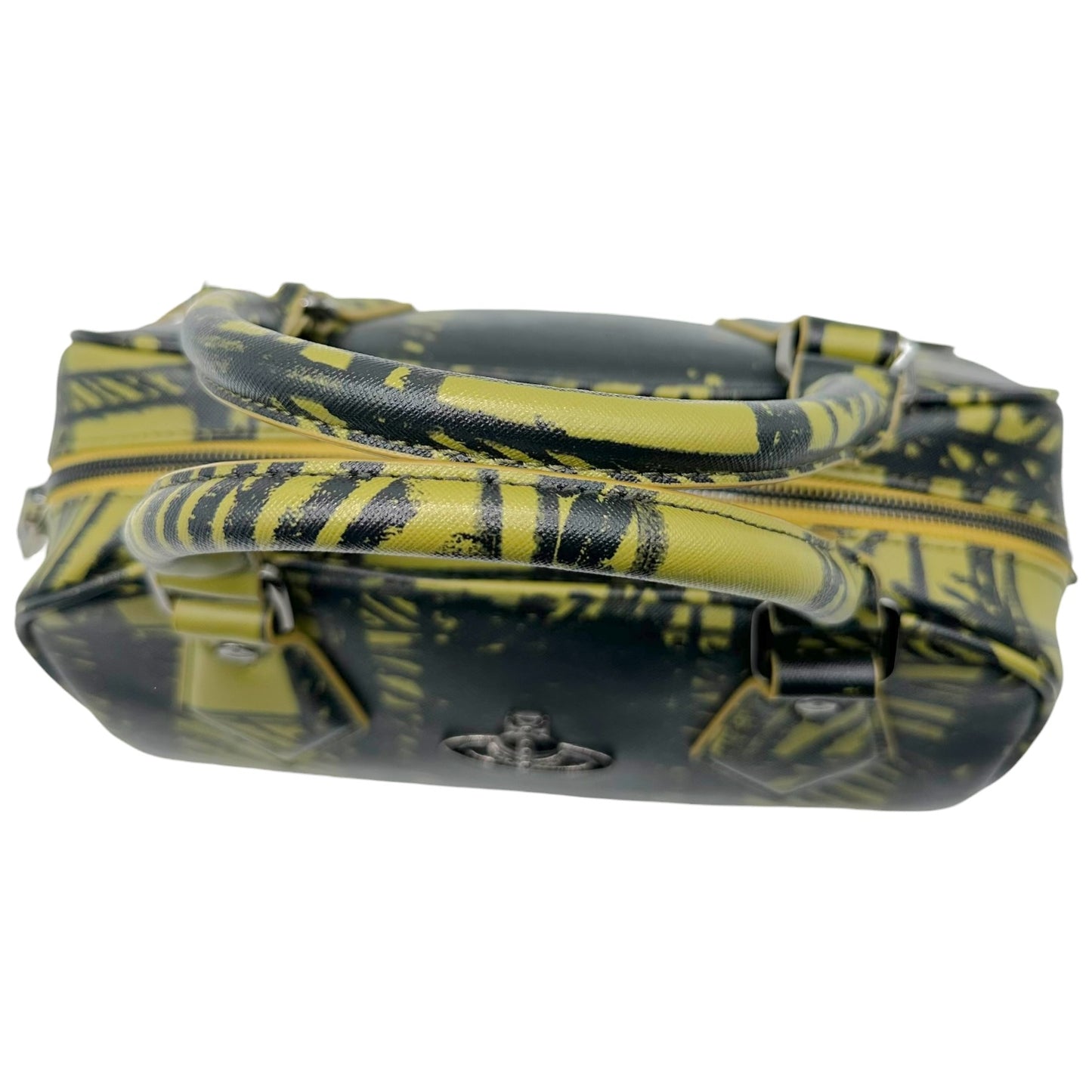 Vivienne Westwood Green & Black Scribble Plaid Print Bowler 2-Way Bag