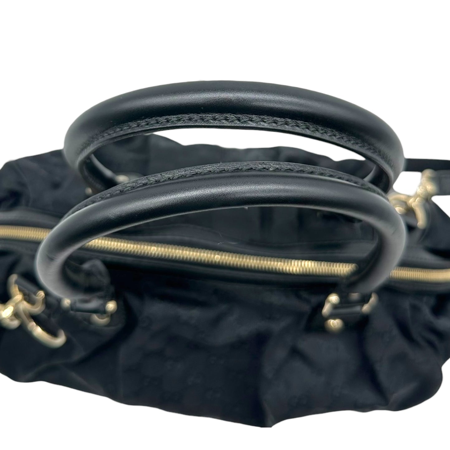 Gucci Black Monogram Canvas 2-Way Bowler Bag