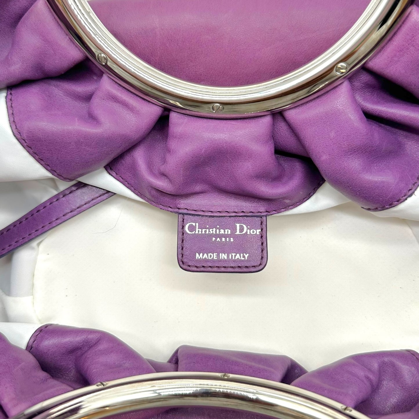 Christian Dior 2008 Purple Leather Babe Metal Top-Handle Handbag