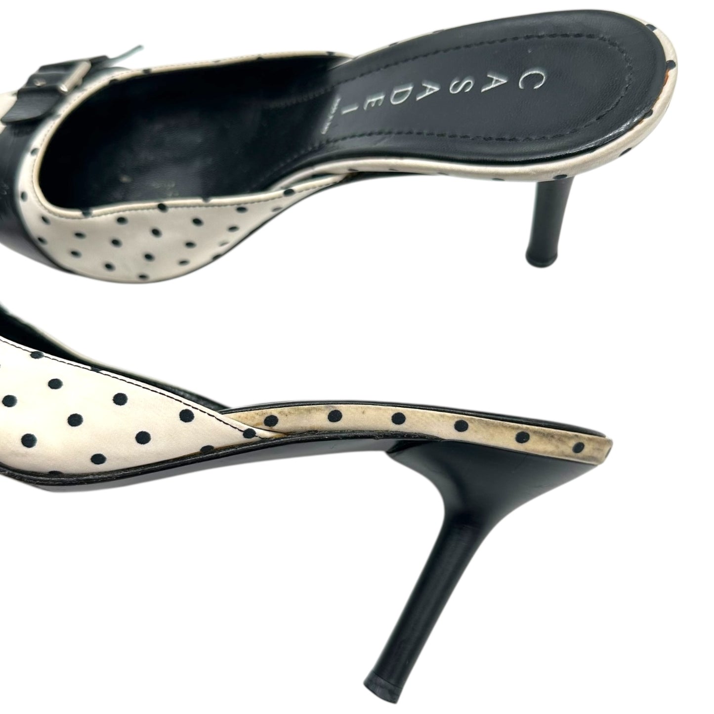 Casadei Black & White Polka Dot Heeled Mules