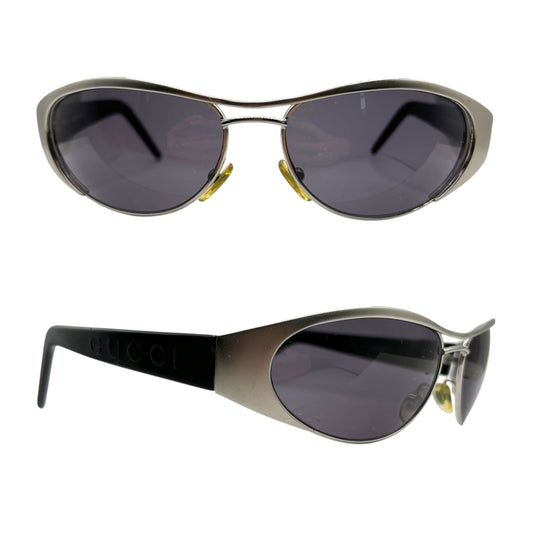 Gucci by Tom Ford Silver & Black GG2381 Oval Aviator Sunglasses