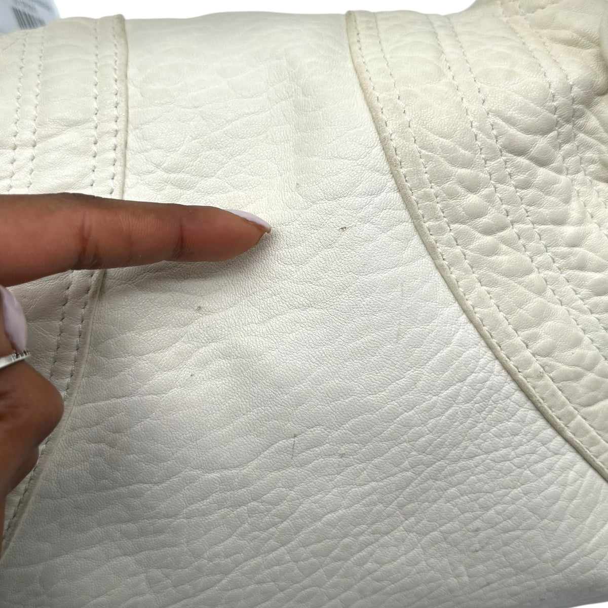 Fendi White Leather Hobo Bag with Woven Handles