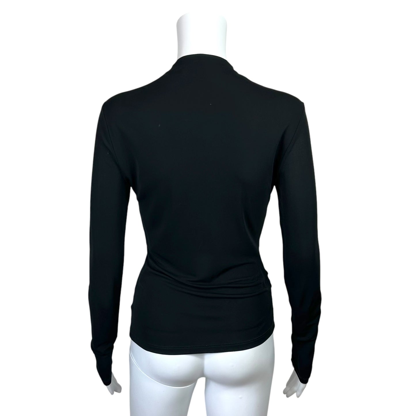 Roberto Cavalli Black V-Neck Blouse w/ Silver & Turquoise Applique