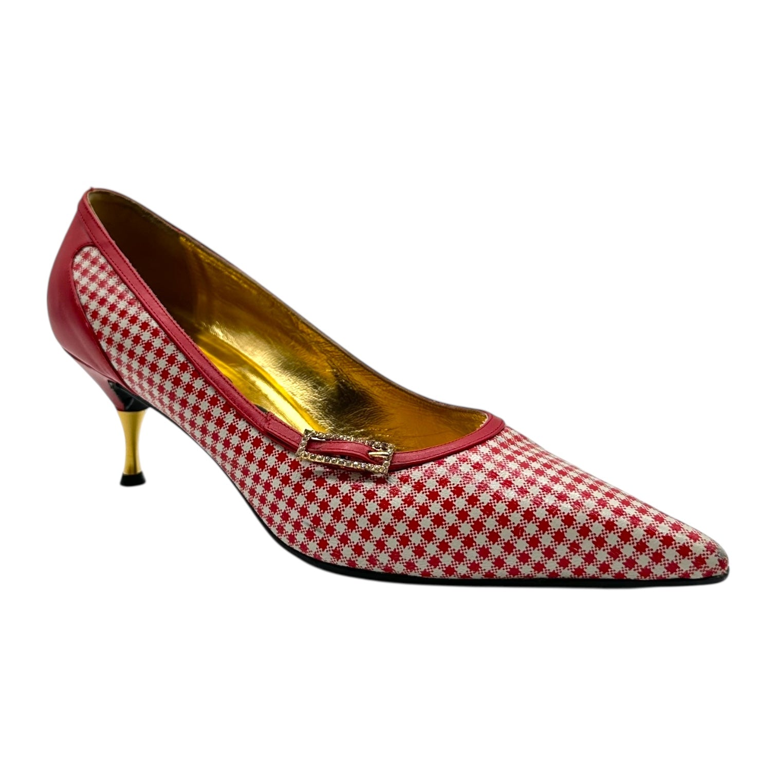 D&G Dolce & Gabbana Red Gingham Kitten Heels - Outfit Repeater
