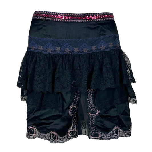 D&G Dolce & Gabbana Sequin & Lace Trim Silk Mini Skirt - Outfit Repeater