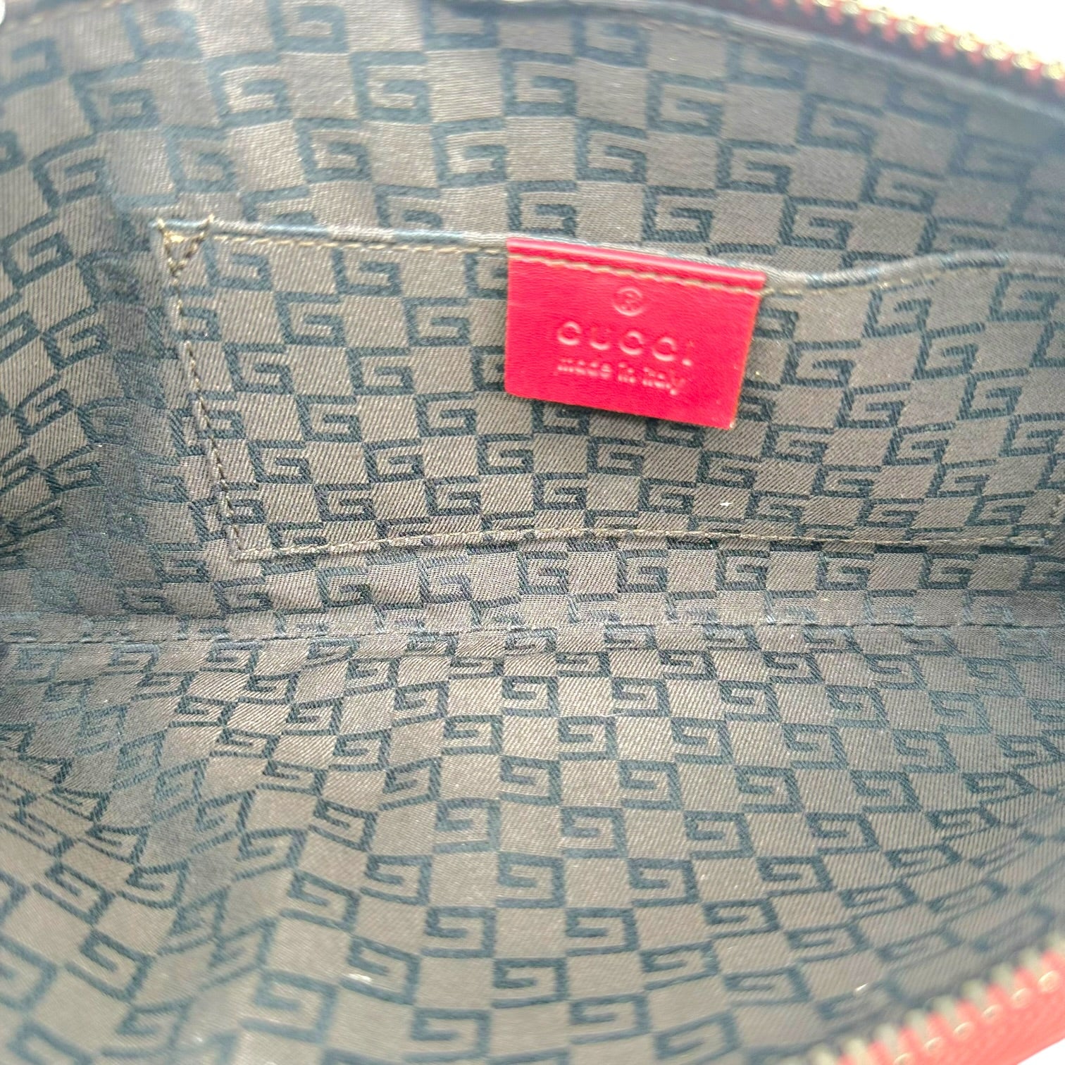 Gucci Burgundy Leather Clutch Bag With Whipstitch Detail