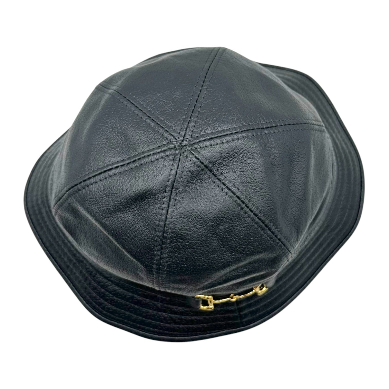 Gucci Leather Gold Horsebit Bucket Hat