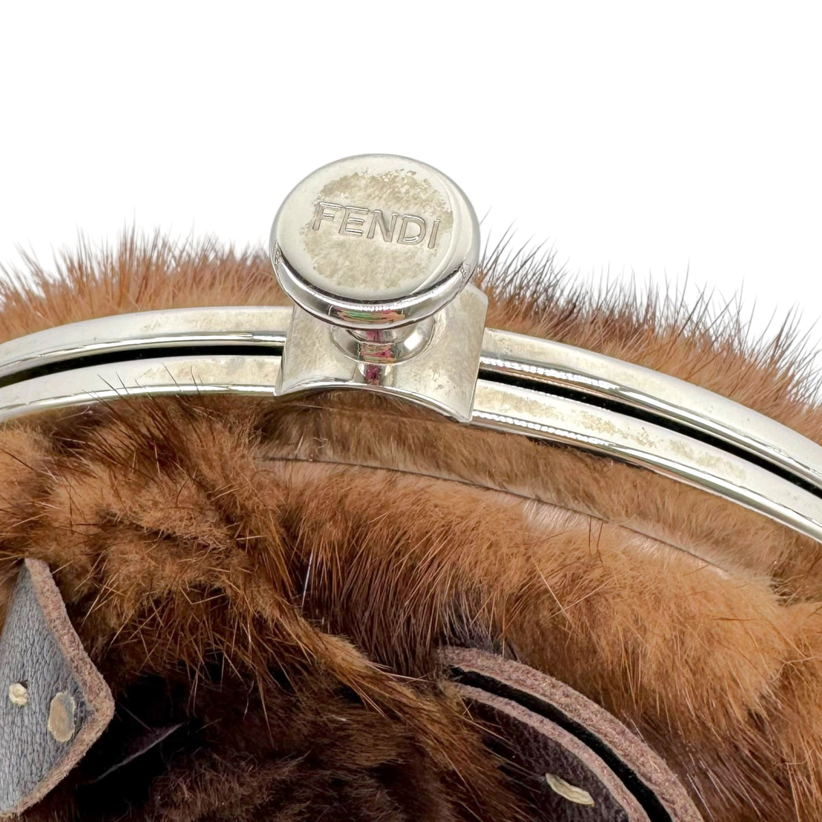 Fendi Selleria Brown Mink Fur Floral Appliqué Mini Handbag 2008 RARE
