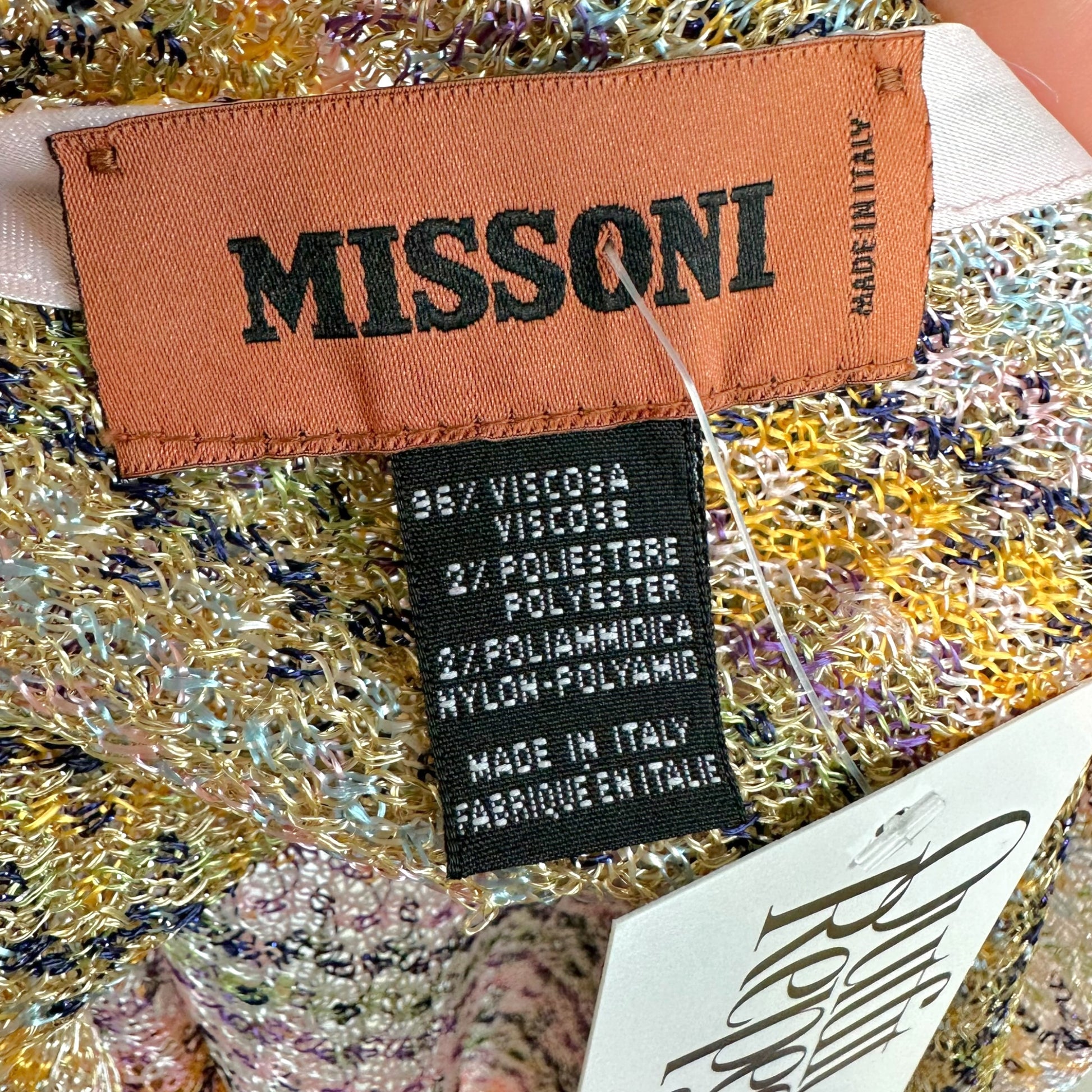 Missoni Multicolor Chevron Knit Poncho with Fringe Trim