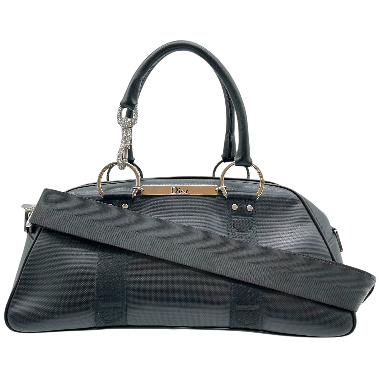 Christian Dior Hardcore Black Leather & Rhinestone 2-Way Bag