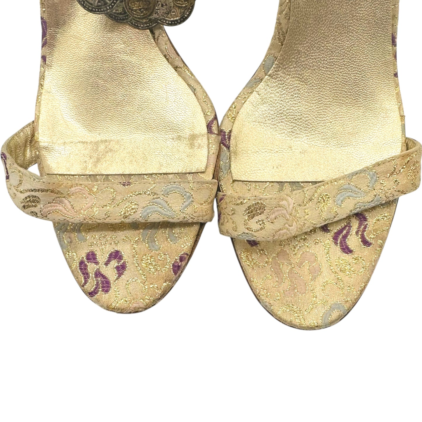 Manolo Blahnik Coin Embellished Jacquard Heels