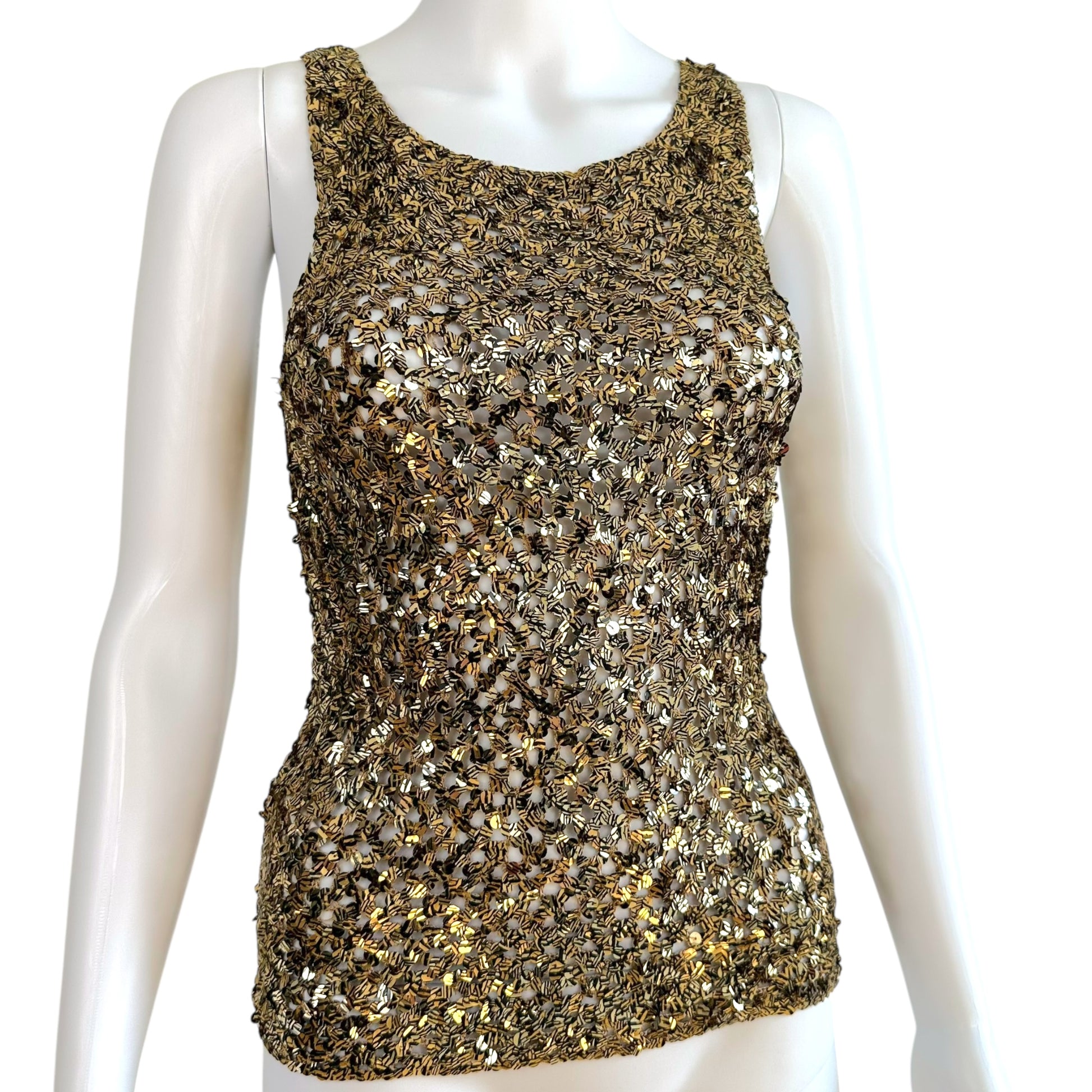 Valentino 90's Gold Sequin Tank Top - Outfit Repeater