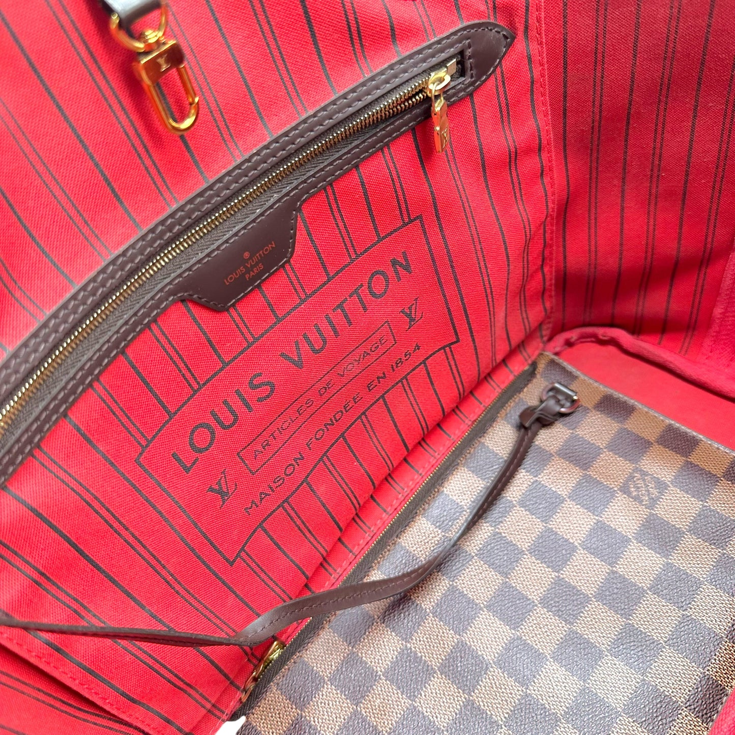 Louis Vuitton Damier Ebene Neverfull Tote Bag