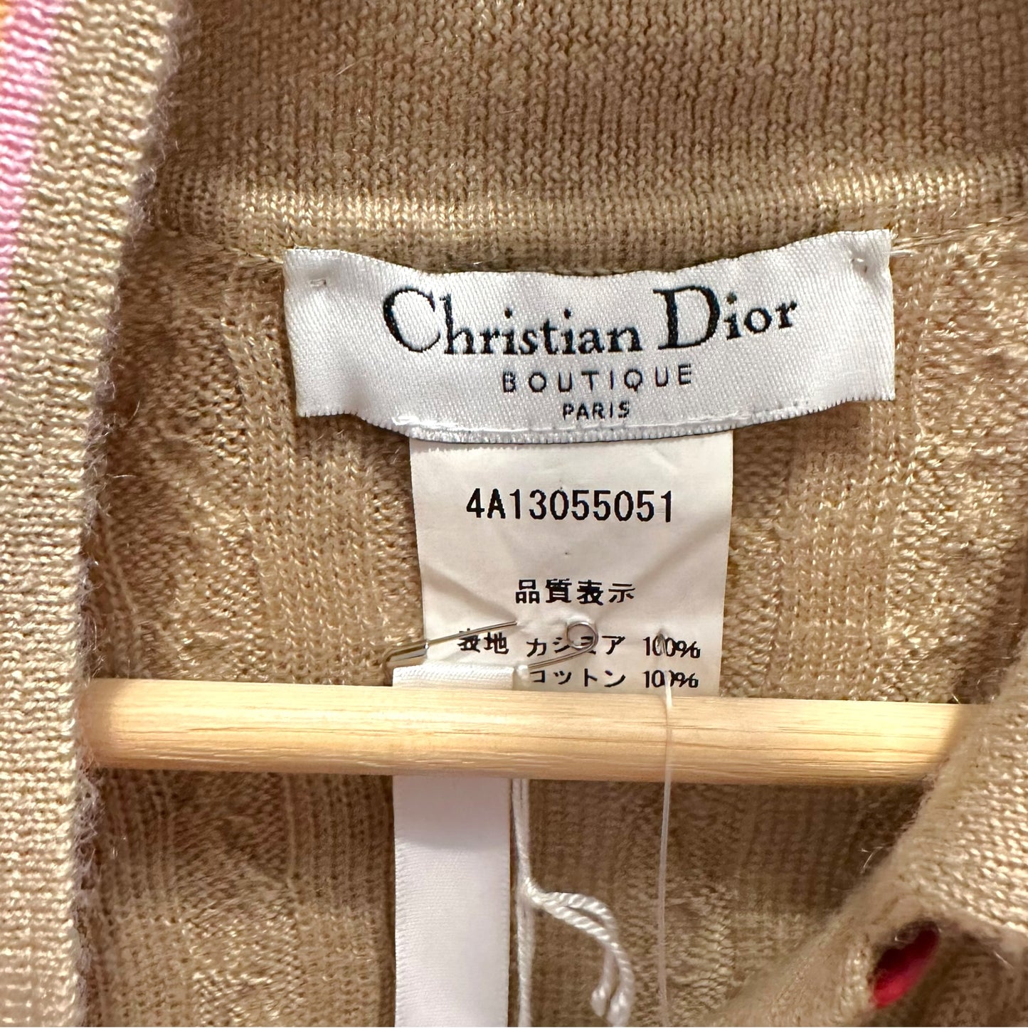 Christian Dior F/W 2004 Beige & Pink Cashmere Knit Polo Tank NEW