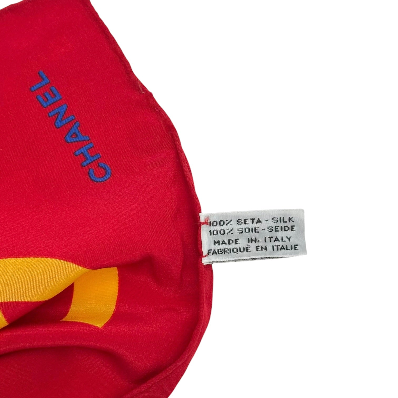 Chanel Large Silk Square Scarf Red Yellow Green Blue