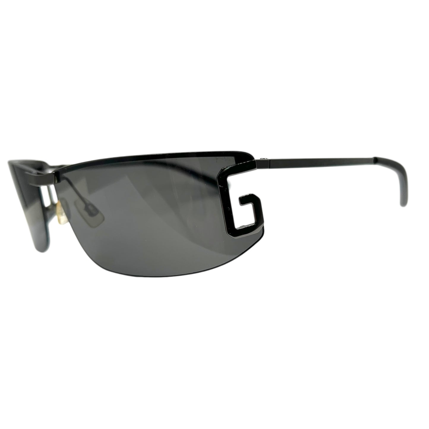 Dolce & Gabbana Black & Silver Rimless DG Logo Shield Sunglasses DG 610S