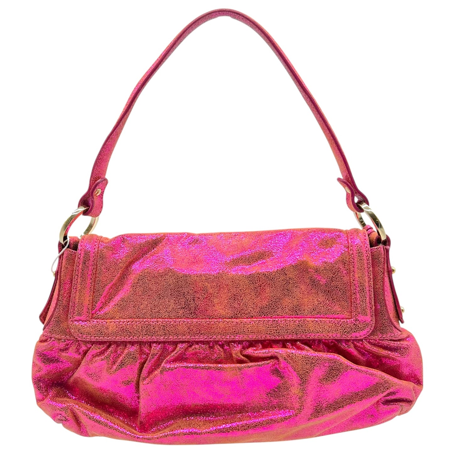 Fendi Metallic Hot Pink Suede Small Chef Shoulder Bag RARE