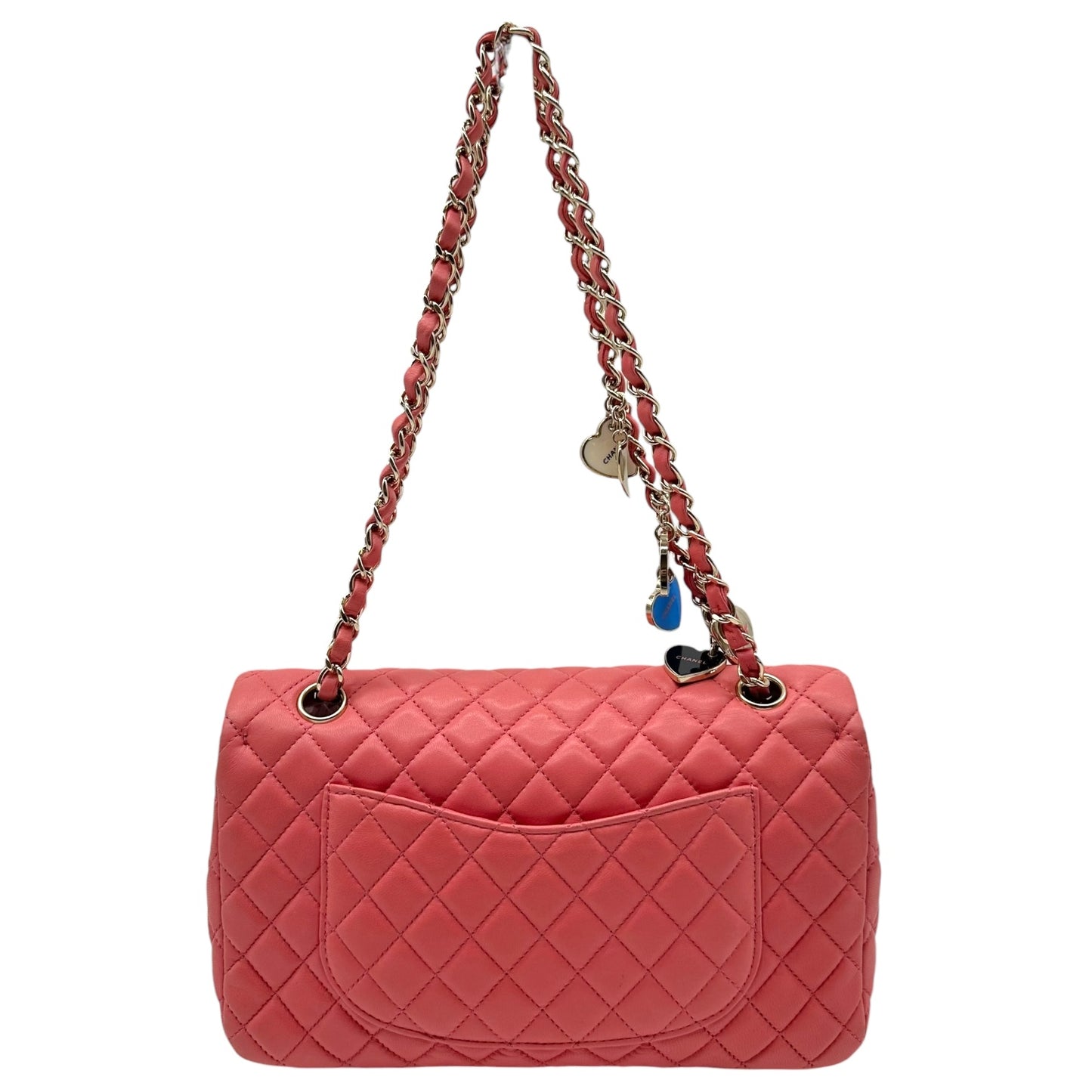 Chanel Pink Lambskin Valentines Day Heart Charm Medium Flap Bag 2008-09