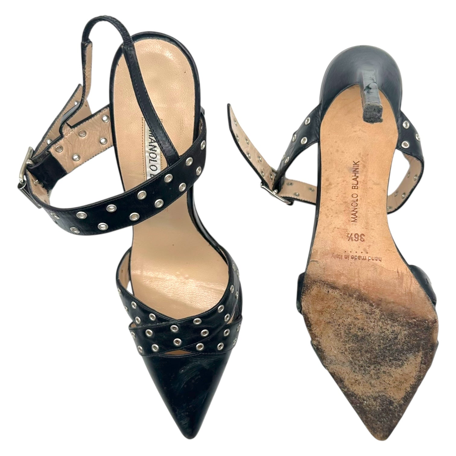 Manolo Blahnik Black Studded Rivet Heels - Outfit Repeater