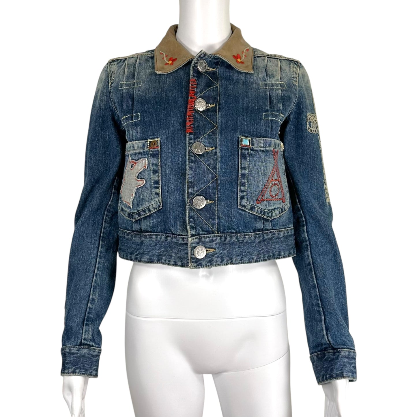 Dsquared2 Embroidered Crop Denim Jacket