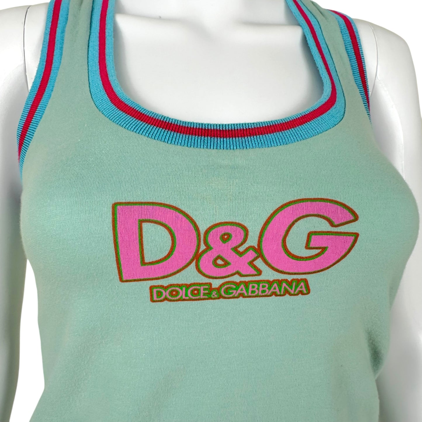 D&G Dolce and Gabbana Blue Logo Tank Top